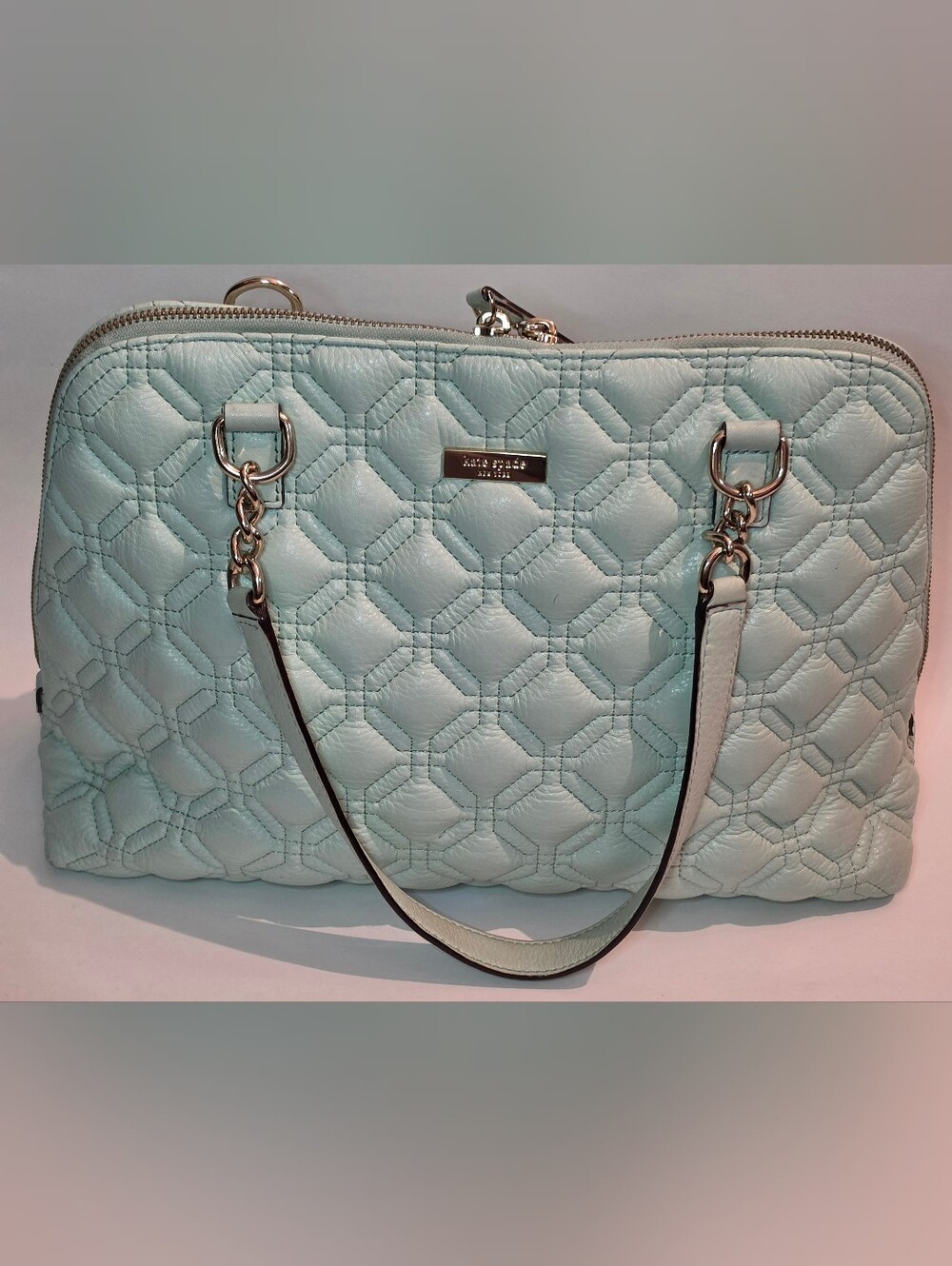 EUC Kate Spade Astor Court Rachelle Large Quilted Leather Satchel Bag - Mint